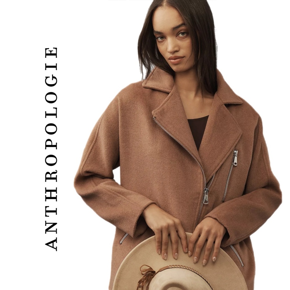 Anthropologie Maeve Longline Moto Wool-Blend Jacket XL - Picture 1 of 9